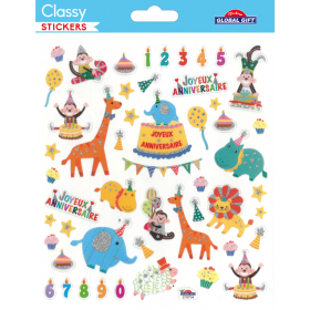 Stickers Joyeux anniversaire théme du cirque - Stickers Classy Stickers Joyeux anniversaire théme du cirque - Stickers Classy