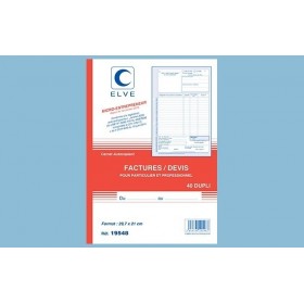 Carnet auto-entrepreneurs sans TVA "Factures/ Devis" - A4 - 40 dupli Elve Carnet auto-entrepreneurs sans TVA "Factures/ Devis" - A4 - 40 dupli Elve