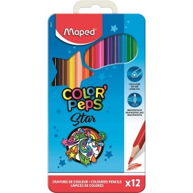 Crayons de couleur COLOR'PEPS, triangulaire,étui métal de 12 MAPED Crayons de couleur COLOR'PEPS, triangulaire,étui métal de 12 MAPED