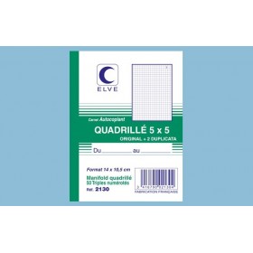 Carnet quadrillé 5x5 - A6 - 50 tripli Elve Carnet quadrillé 5x5 - A6 - 50 tripli Elve