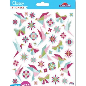 Oiseaux et fleurs origami - Stickers Classy - Global Gift Oiseaux et fleurs origami - Stickers Classy - Global Gift