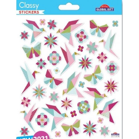 Oiseaux et fleurs origami - Stickers Classy - Global Gift