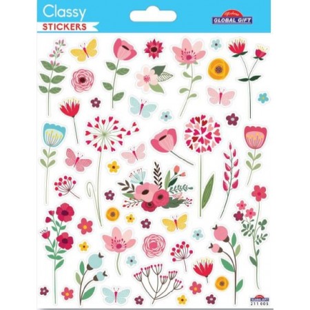 Papillons et fleurs brillants - Stickers Classy - Global Gift ®