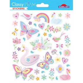 Papillons et cygnes strass - Stickers Classy Papillons et cygnes strass - Stickers Classy
