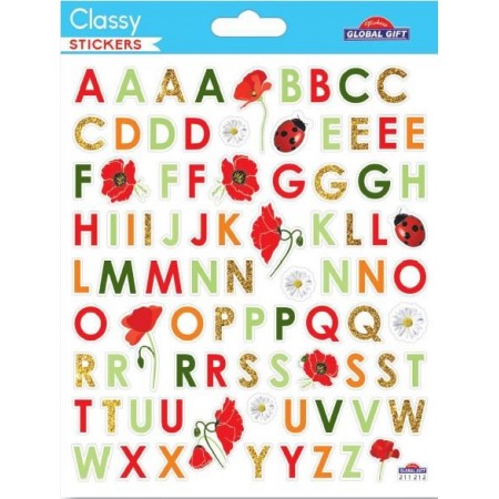 Lettres coquelicots et coccinelles - Stickers Classy - Global Gift