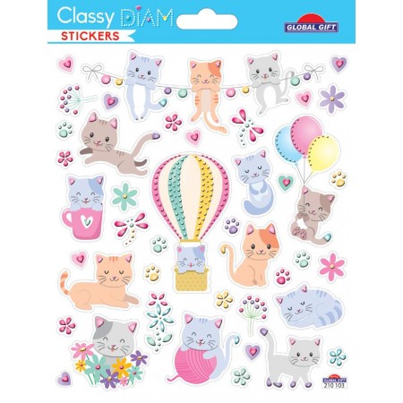 Chats avec effet pierre - Stickers Classy - Global Gift