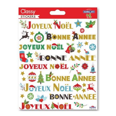 Joyeux Noël et Bonne Année - Stickers Classy - Global Gift®