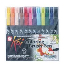 SAKURA Stylo pinceau Koi Coloring Brush, étui de 12 SAKURA Stylo pinceau Koi Coloring Brush, étui de 12