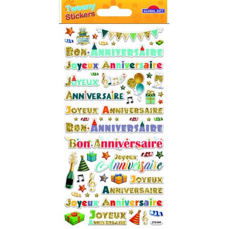 Thème Anniversaire en relief - Stickers Tweeny - Global Gift®
