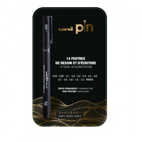 Coffret métal 14 feutres de dessin et d'écriture noir profond Coffret métal 14 feutres de dessin et d'écriture noir profond