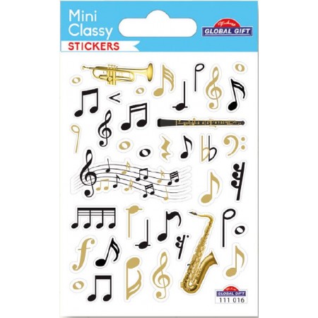 Notes et partitions or et noir - Stickers Mini Classy - Global Gift