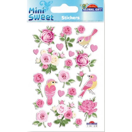 Roses et oiseaux - Stickers Mini Sweet - Global Gift