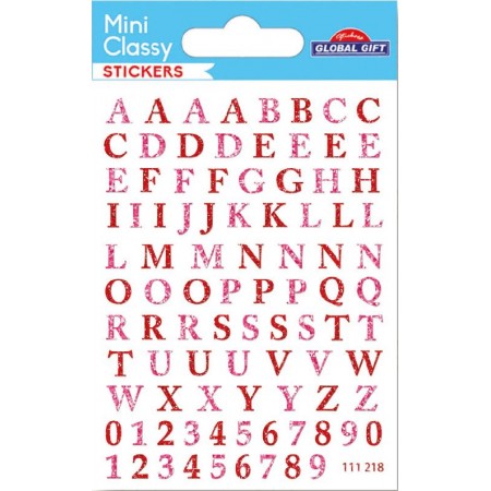 Chiffres et lettres rose à paillettes - Stickers Mini Classy