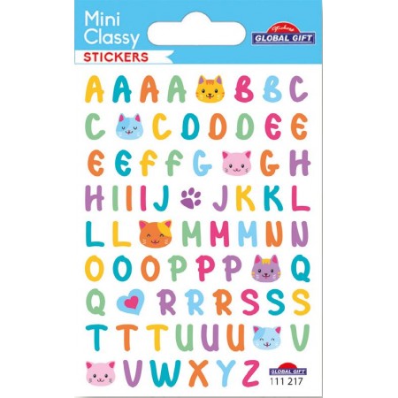 Lettres multicouleurs avec petit chat- Stickers Mini Classy