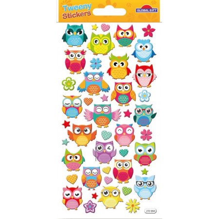 Hiboux paillettés- Stickers Tweeny - Global Gift®