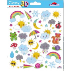 Météo 3D avec paillettes - Stickers Classy - Global Gift Météo 3D avec paillettes - Stickers Classy - Global Gift