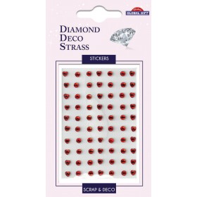 Strass coeur et rond  rouge Strass coeur et rond  rouge