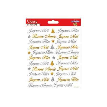 Joyeux Noël - Bonne Année - Stickers Classy - Global Gift®