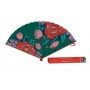 Éventail Frida Kahlo à fleurs rouges avec étui assorti