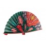 Vue d’angle de l’éventail Frida Kahlo à fleurs rouges