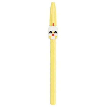 Stylo gel enfant avec motif poule jaune