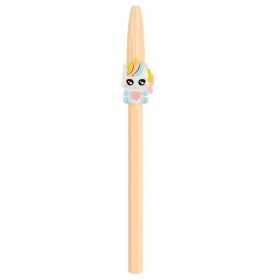 Détail motif licorne sur stylo gel enfant